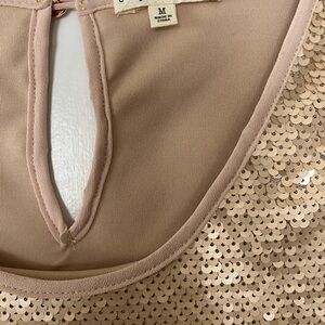 Copper Key Sequin Embellished Midi Dress - Cream